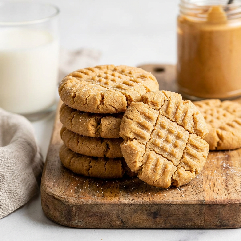 Classic 3-Ingredient Peanut Butter Cookies: The Chewy, Crisscrossed Icon