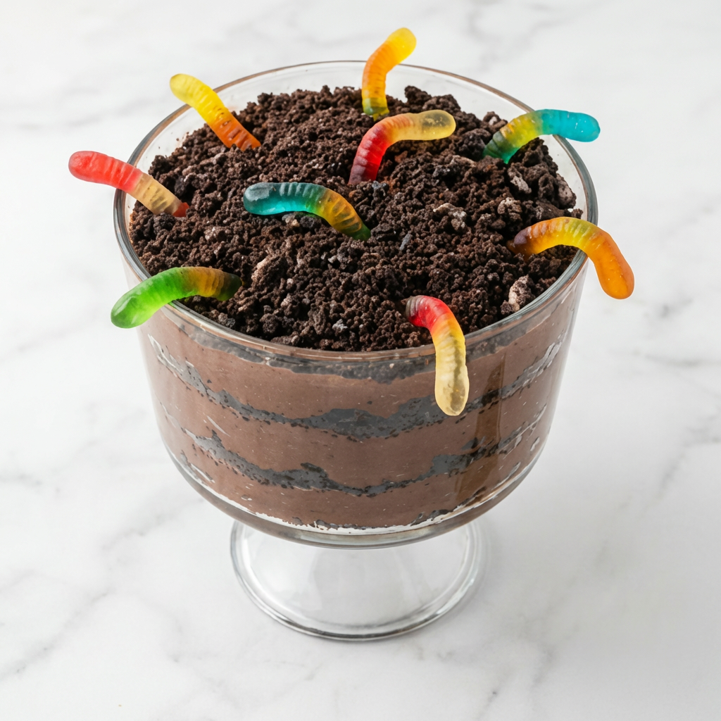 Classic Dirt Cake with Gummy Worms